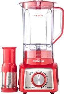 Liquidificador Mondial, Turbo Inox L-1000W, 127V, Vermelho, 3L - L-1000-RI