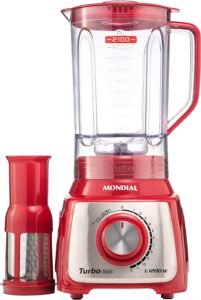 Liquidificador Mondial, Turbo Inox L-1200W, 220V, Vermelho, 3L - L-1200 RI
