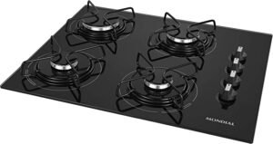 Cooktop a Gás Mondial, 4 Bocas, Bivolt, Preto/Inox - CTG-01