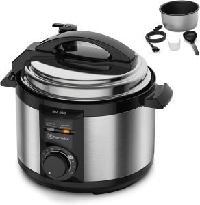 Panela pressão elétrica Electrolux capacidade 3L silenciosa segura 9 travas segurança timer feijão manter aquecido alça antitermica PCE15 inox 127v por Rita Lobo 