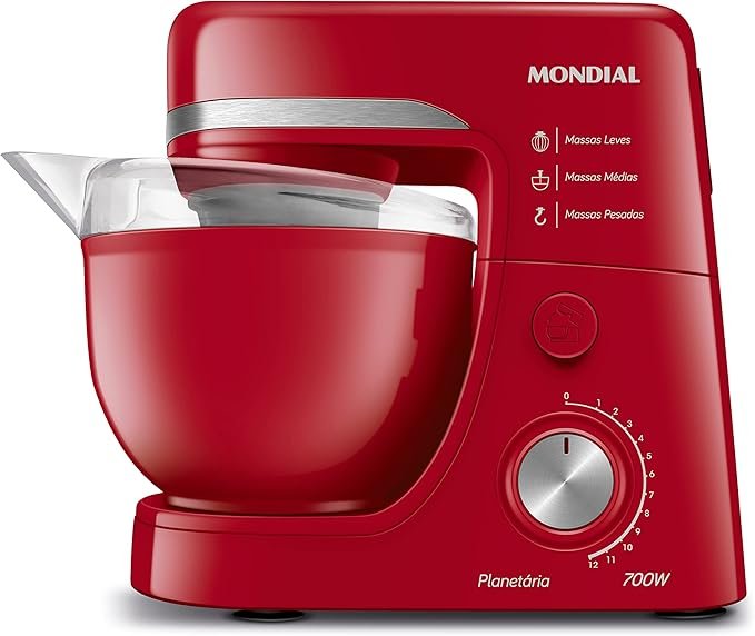 Batedeira Planetária Mondial Vermelho 700W 110V BP-03-R