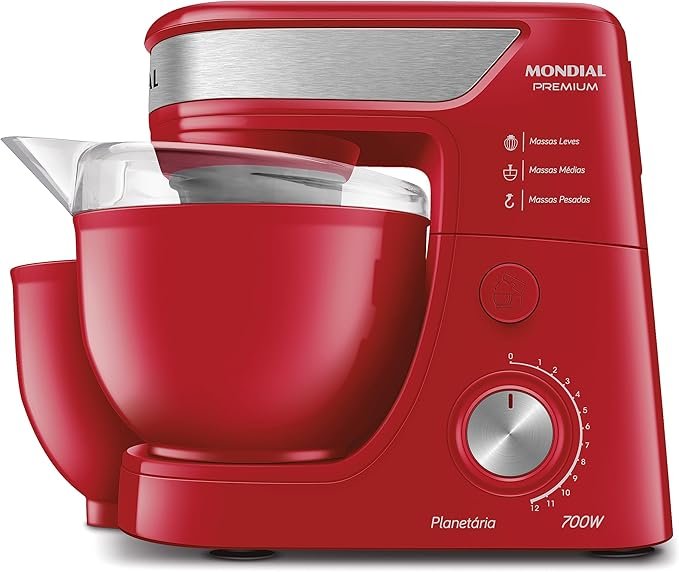 Batedeira Planetária Mondial Vermelho/Inox 700W 110V BP-01P-R