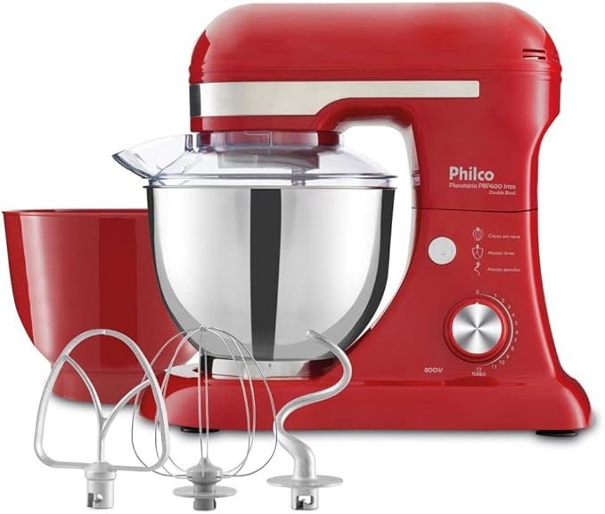 Batedeira Planetária Philco Turbo Inox Double Bowl PBP600V 127V