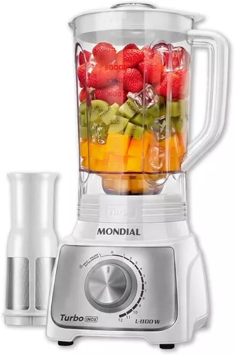 MONDIAL, Liquidificador Turbo, Branco/Inox, 1100W, 220V - L-1100-WI